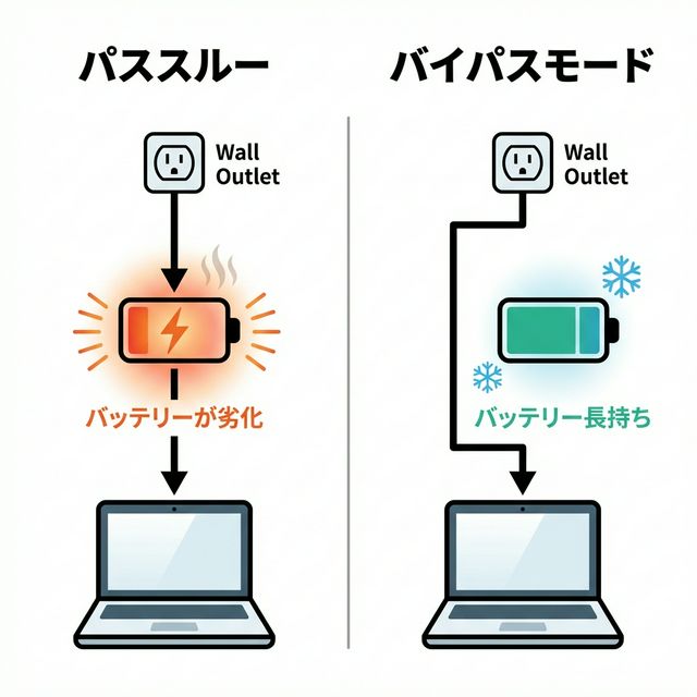 パススルーとUPS(バイパス)の違い図解